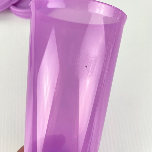 Tupperware Pink Tumblers Straight Sided 16oz Fuchsia Pink with Covers set of 6 - Picture 6 of 6